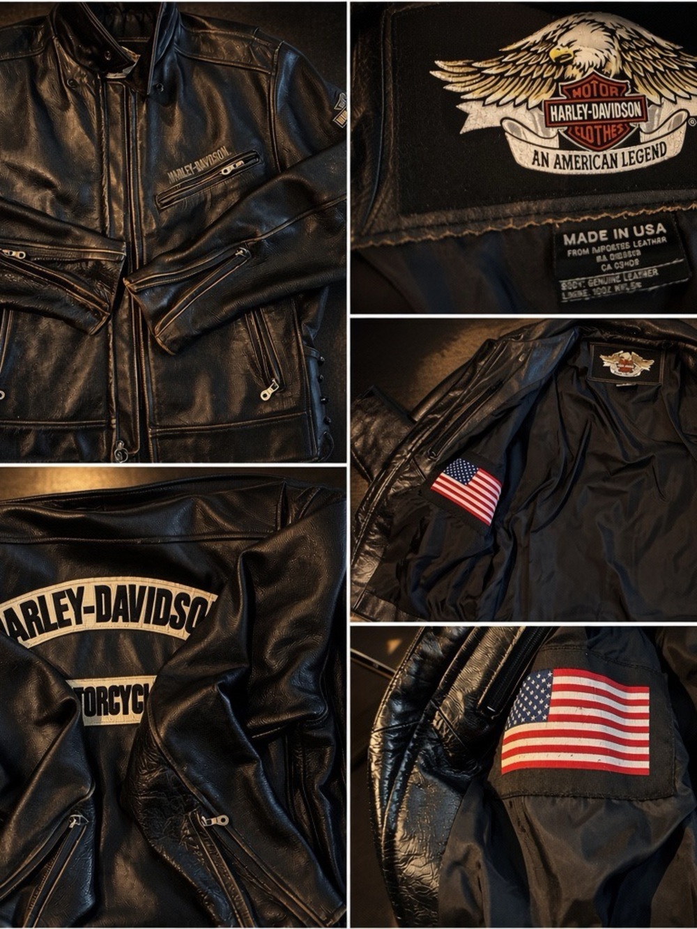 Harley-Davidson Men's Black Leather Motorcycle Jacket made in USA 🇺🇸